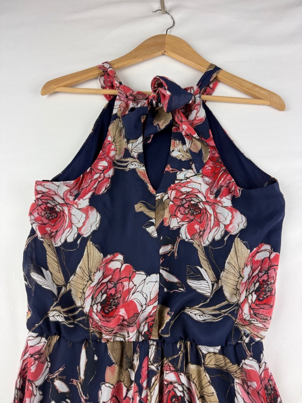 Bisou Bisou Navy Floral Maxi Dress Size 4 Lined Elegant - Picture 8 of 11